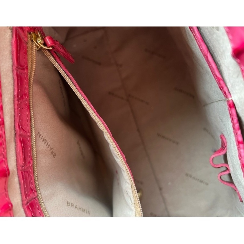 Brahmin Phoebe Taffeta Melbourne Pink Croc Embossed Crossbody Satchel STUNNING - Picture 13 of 16